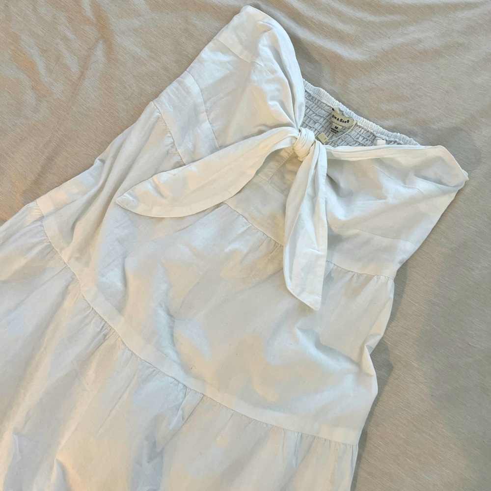 White Boho Dress with Removable Straps (Strapless)